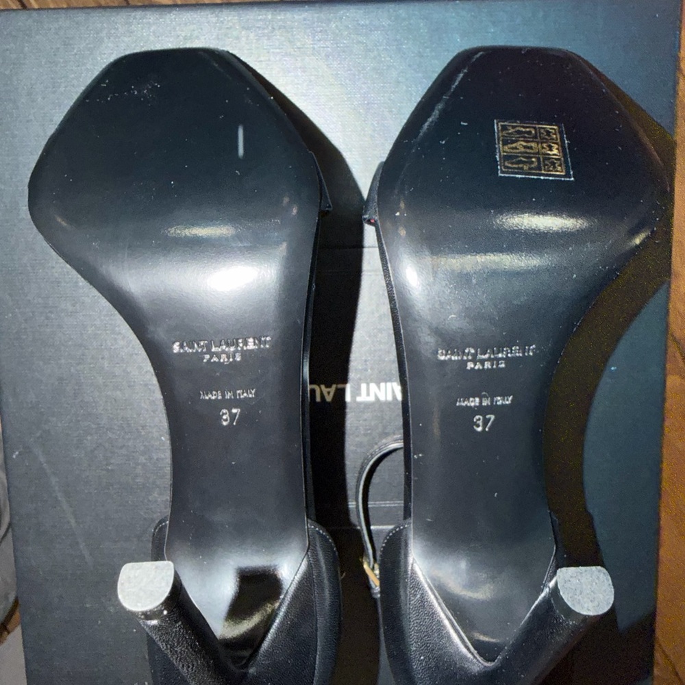 NWT Saint Laurent Black Leather Ankle-Strap Stiletto Sandals - Picture 6 of 8
